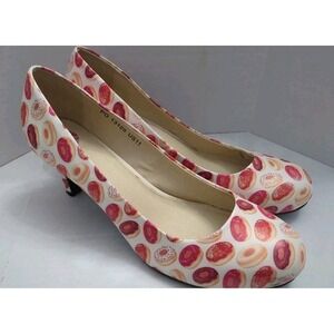 T.U.K Antipop 3" Heels All Over Donut Print Size Women's‎ US 11 Whimsy Funny